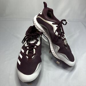 Adidas Icon 6 Bounce Metal Cleats Men 12 Maroon White Baseball FV9351